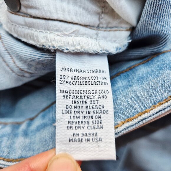 JONATHAN SIMKHAI Straight-Leg Frayed Hem Jean Medium Washed Blue - Picture 12 of 15